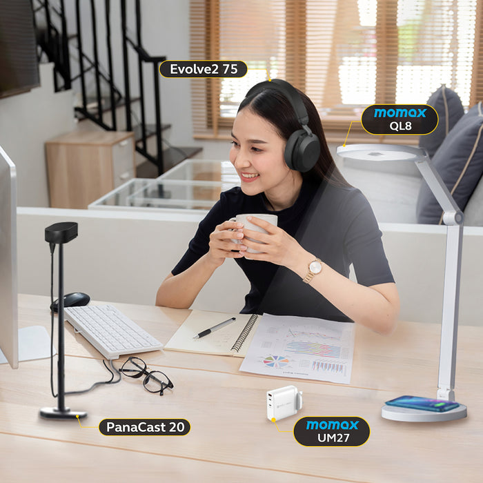 【Dream Desk Bundle】Jabra PanaCast 20+Evolve2 75+Momax Smart Desk Lamp+3-Port Charger (#Basic)