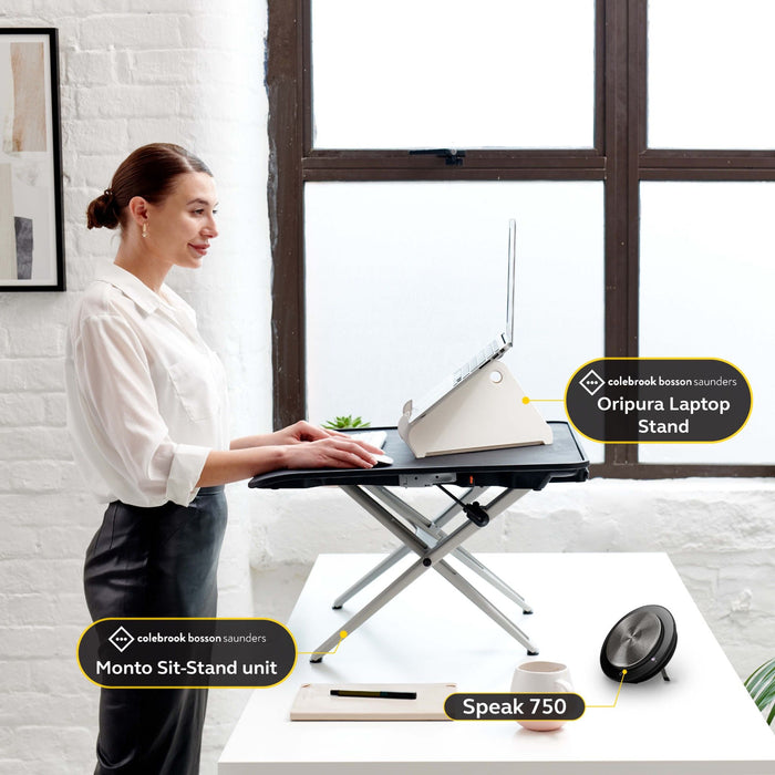 【Dream Desk Bundle】 Jabra Speak 750+CBS Oripura Laptop Stand+CBS Monto Sit-Stand Unit(#Basic)